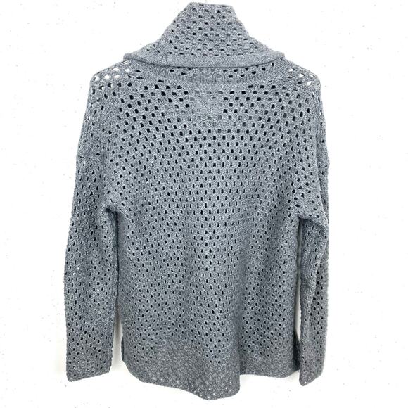 James Perse Open Knit Marina Cowl Neck Sweater Wool Alpaca Blend Grey Size 2 - Picture 3 of 10